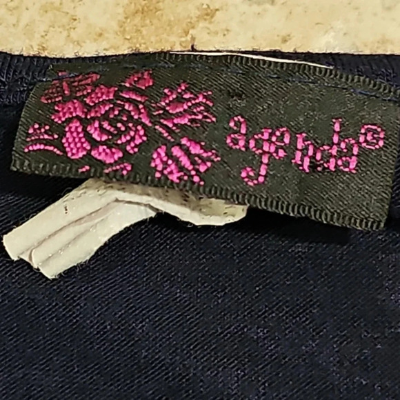 Agenda Womens XL Navy Blue Rhinestone Floral Cheetah Print Dolman Top Blouse Y2K - Picture 4 of 7